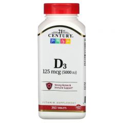 21st Century Vitamin D3 125 mcg (5000 IU)