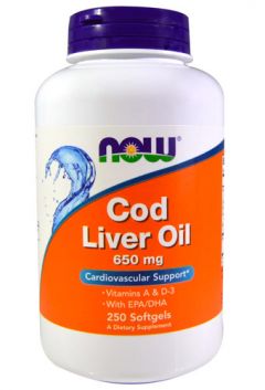 NOW Cod Liver Oil 650mg, 250 soft