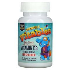 Chewable Vitables Vitamin D3 12,5 mcg (500 IU) FOR CHILDREN Black Cherry